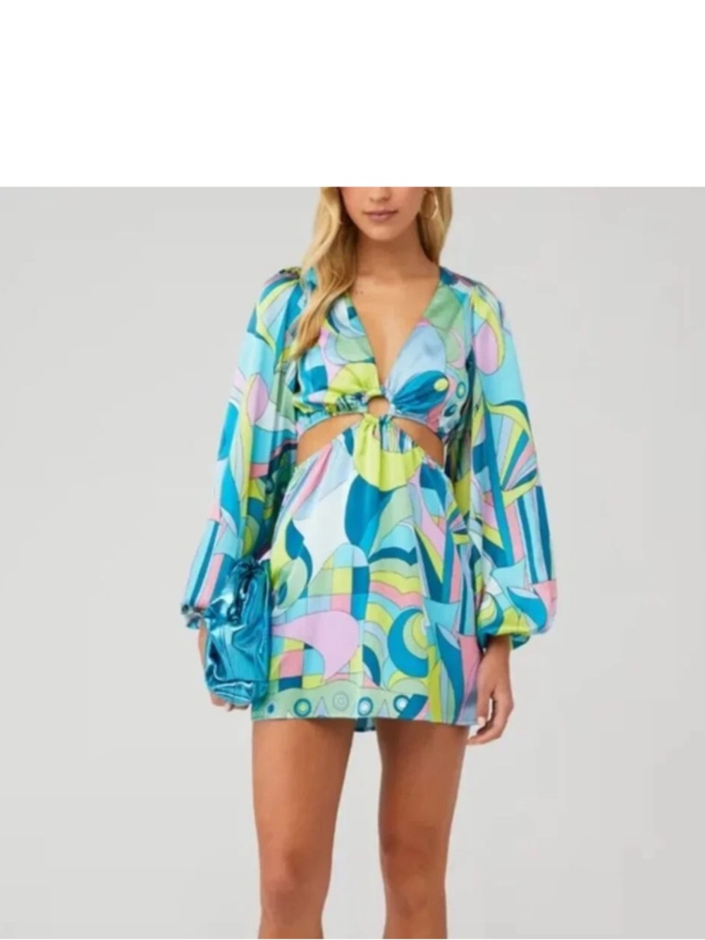 NEW Show Me Your Mumu Go Out Cut Out Mini Dress Luxe Satin M - Picture 2 of 8